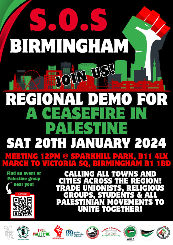 Poster A4 Size for 20th Jan 24 March for Ceasefire